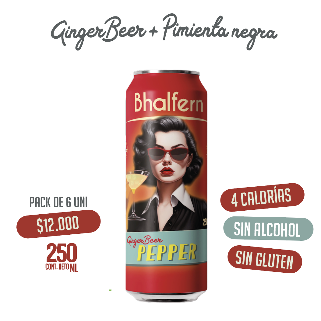 Bhalfern Ginger Beer Pepper Pack x 6 latas de 250ml