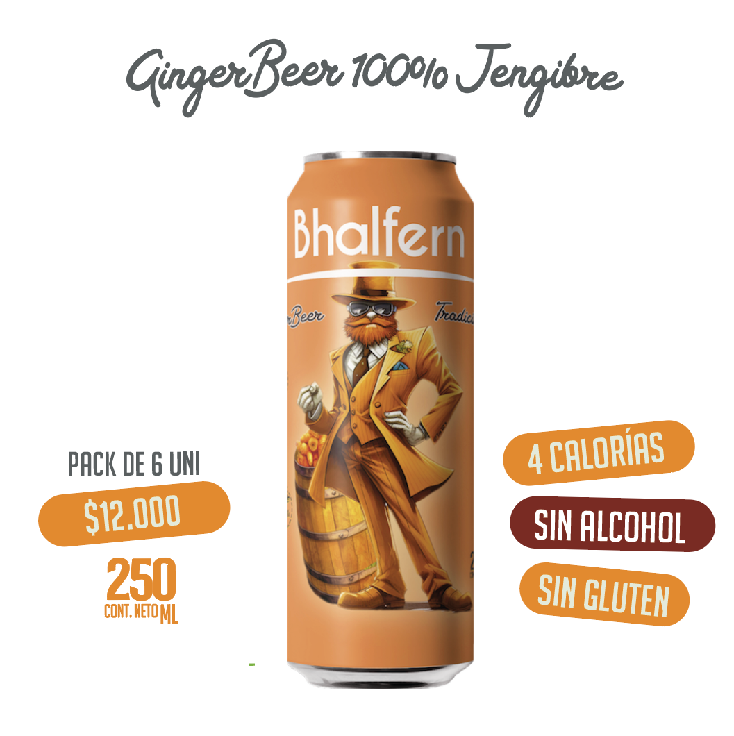 Bhalfern Ginger Beer Tradicional Pack x 6 latas de 250ml