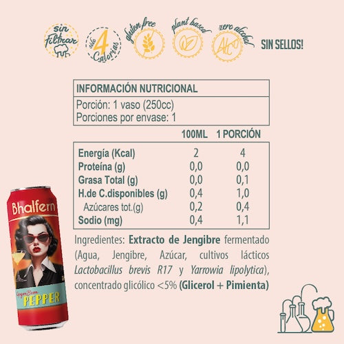 Bhalfern Ginger Beer Pepper Pack x 6 latas de 250ml