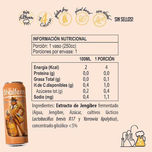 Bhalfern Ginger Beer Tradicional Pack x 6 latas de 250ml