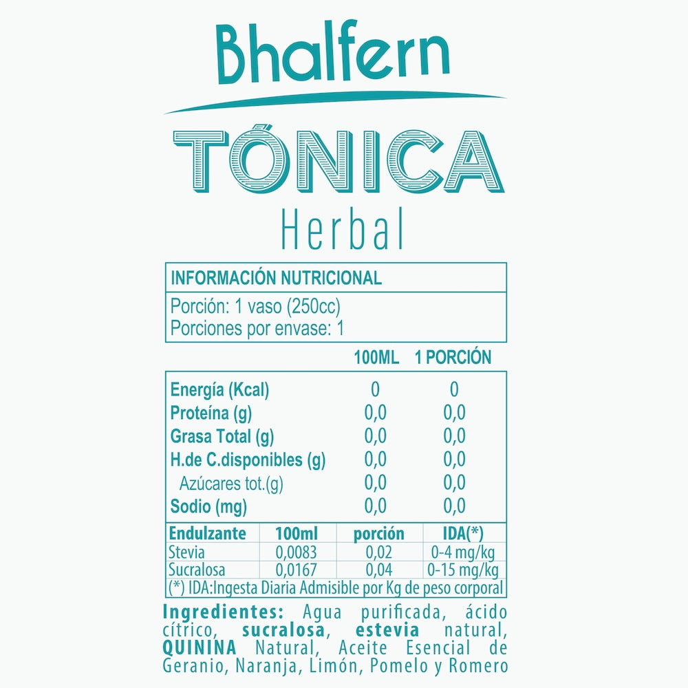 Agua Tónica Herbal Bhalfern, pack x24