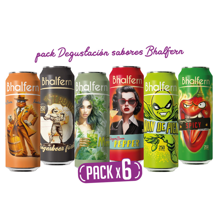 Pack Degustación x 6 sabores Bhalfern Ginger Beer